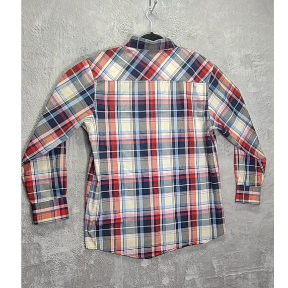 Blac Laquer Red Blue Plaid Long Sleeve Button Down Dress Shirt Heavy Duty SizeXL - Picture 2 of 7